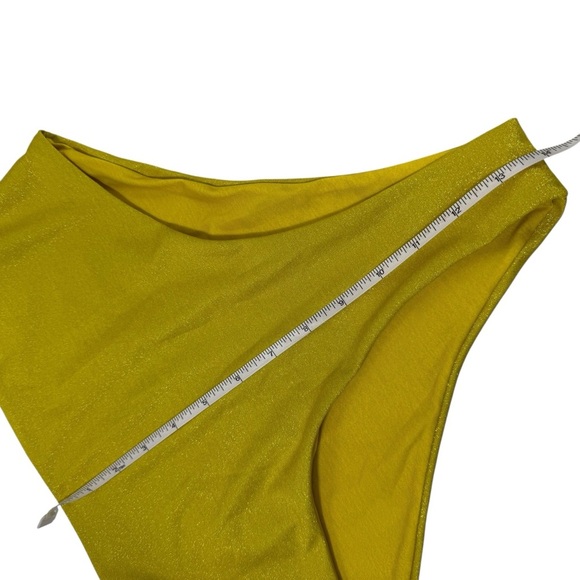 Agua Bendita Malia One-Shoulder yellow shimmer Bikini Top and high waist bottom - Picture 6 of 9